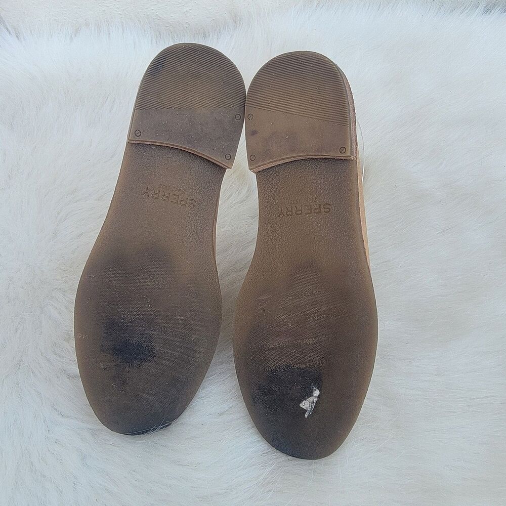 Wmns Sperry Seaport Levy Anchor Tan Leather Loafer Sz 6 Preppy Nautical Academia - Picture 6 of 7